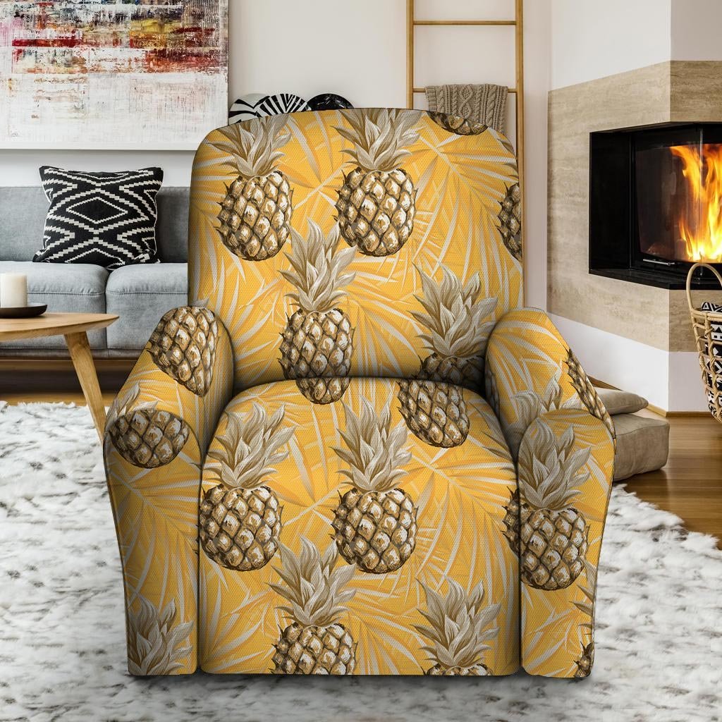 Yellow Hawaiian Pineapple Print Recliner Cover-grizzshop