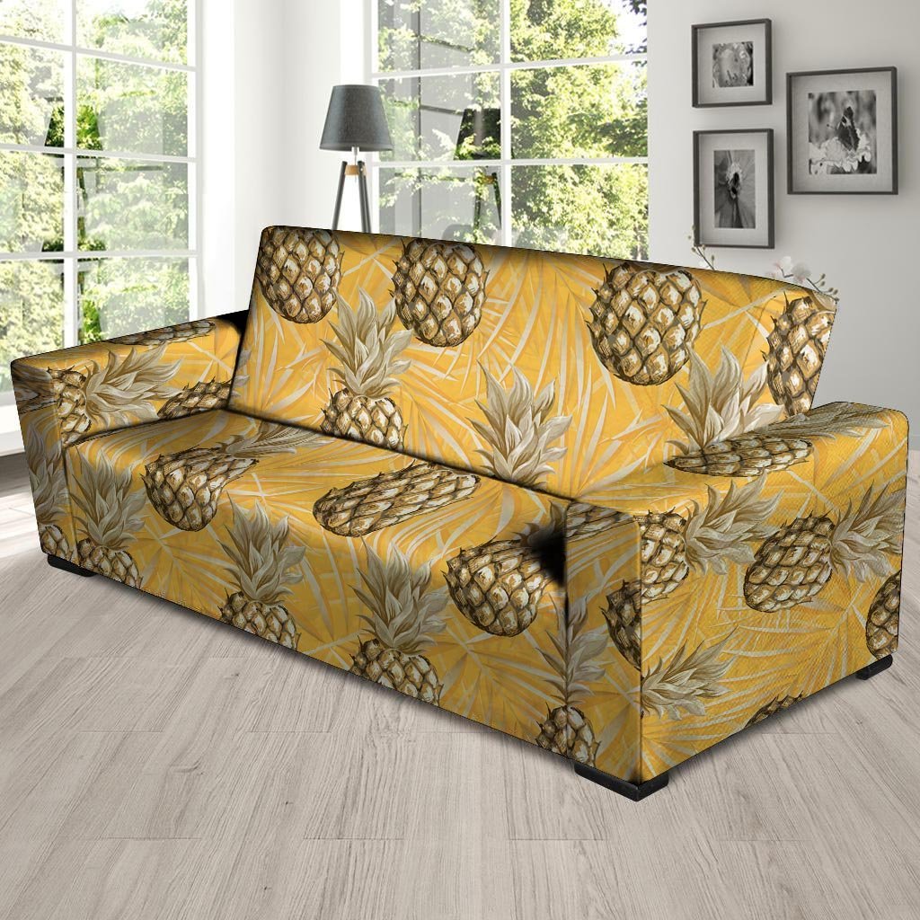 Yellow Hawaiian Pineapple Print Sofa Cover-grizzshop