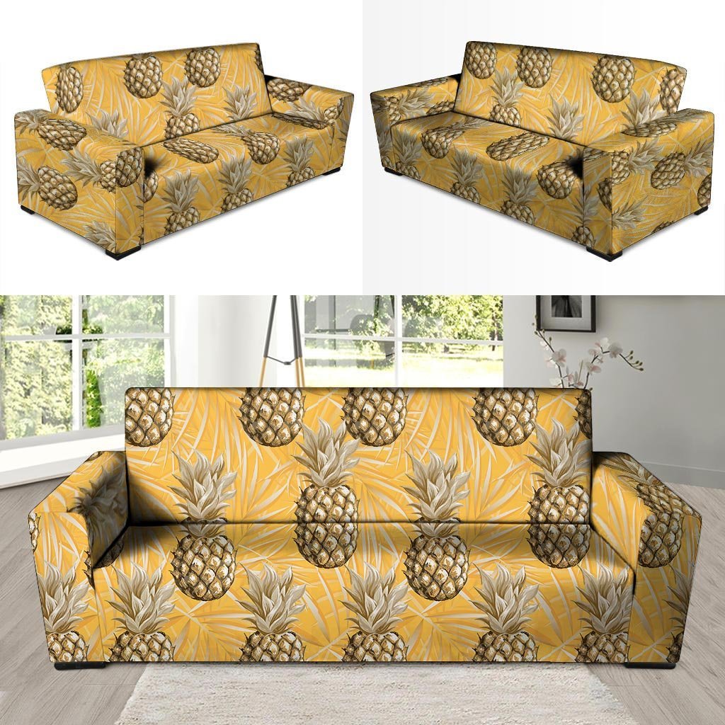 Yellow Hawaiian Pineapple Print Sofa Cover-grizzshop