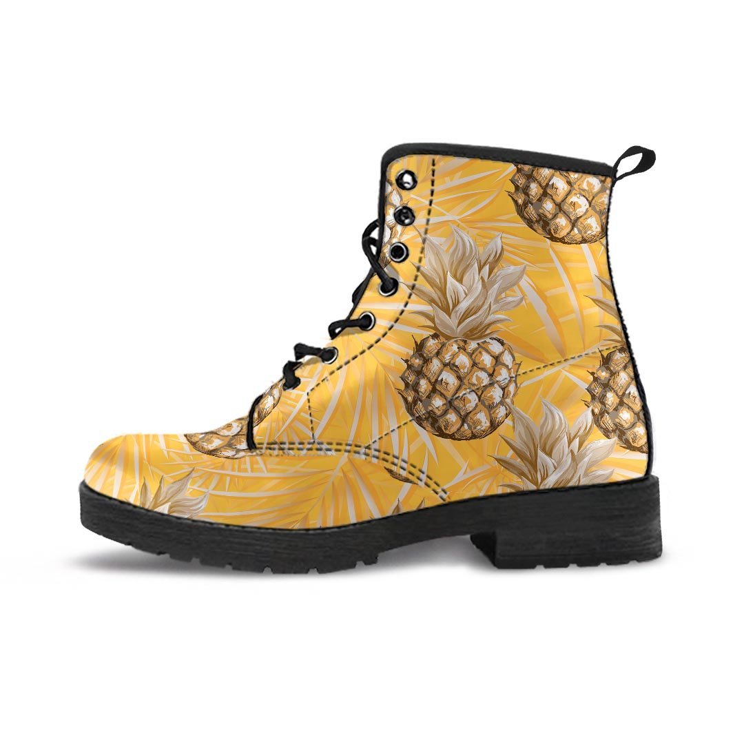 Yellow Hawaiian Pineapple Print Women's Boots-grizzshop