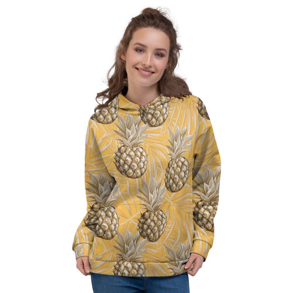 Yellow Hawaiian Pineapple Print Women's Hoodie-grizzshop