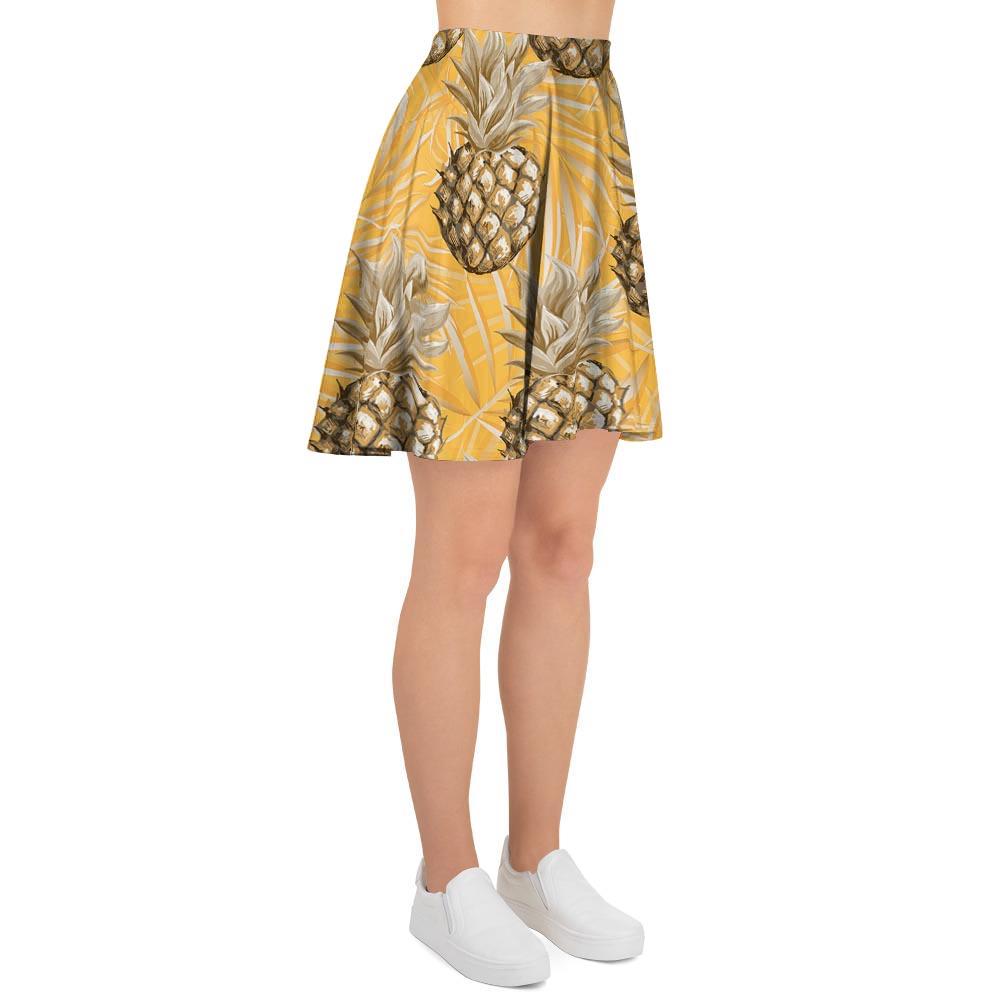 Yellow Hawaiian Pineapple Print Women's Skirt-grizzshop
