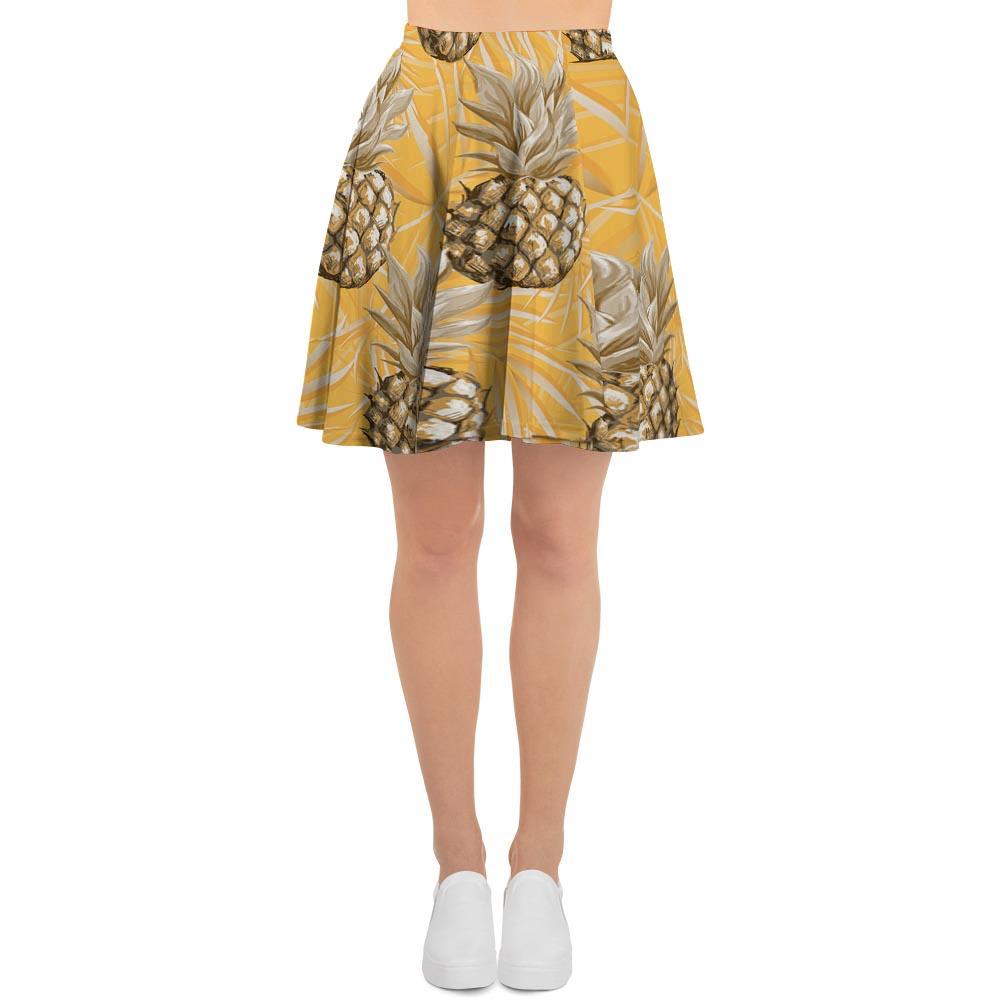 Yellow Hawaiian Pineapple Print Women's Skirt-grizzshop