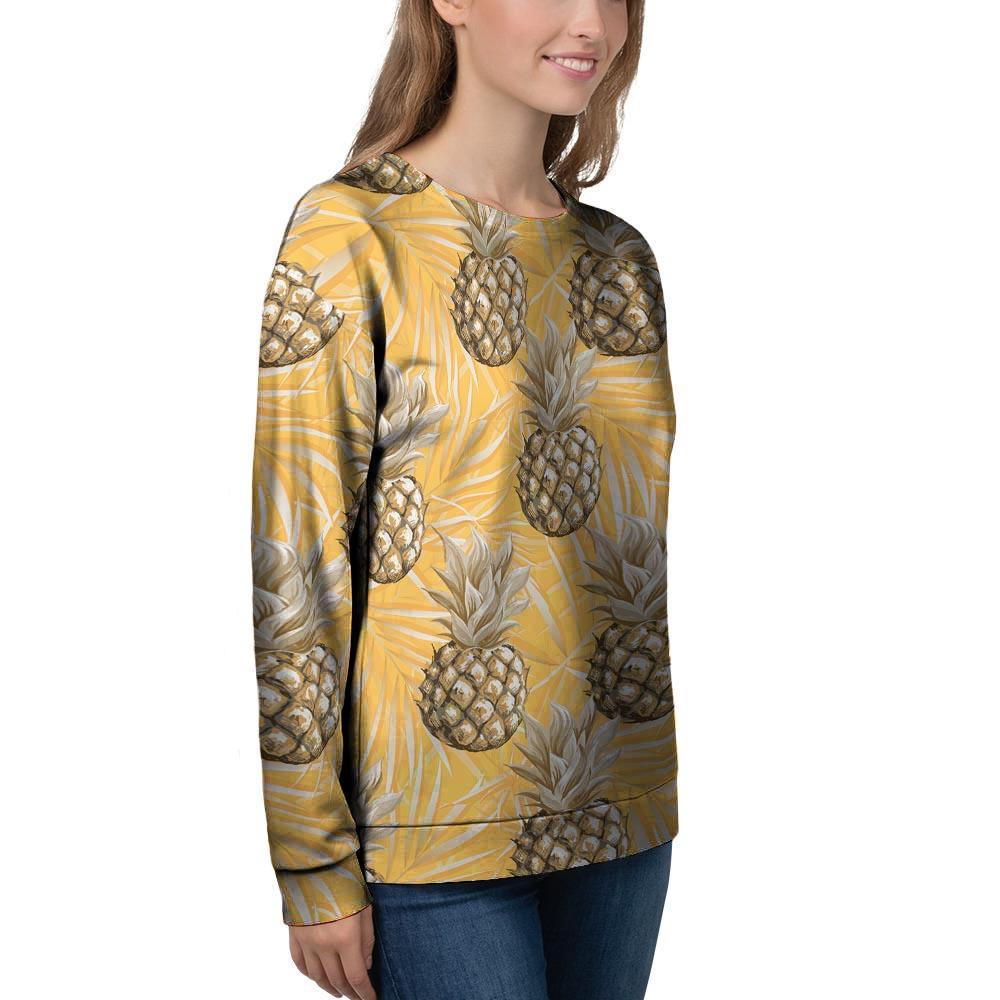 Yellow Hawaiian Pineapple Print Women's Sweatshirt-grizzshop