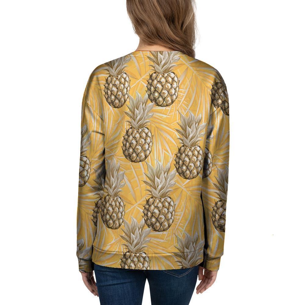 Yellow Hawaiian Pineapple Print Women's Sweatshirt-grizzshop