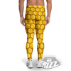 Yellow Honeycomb Print Pattern Men's Leggings-grizzshop