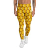 Yellow Honeycomb Print Pattern Men's Leggings-grizzshop