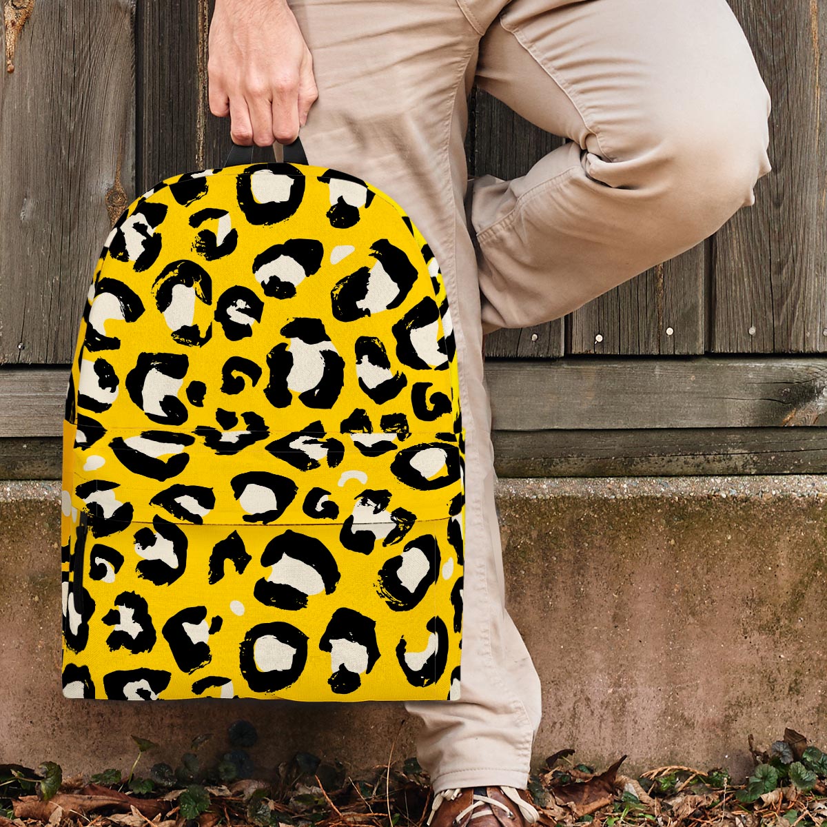 Yellow Leopard Backpack-grizzshop