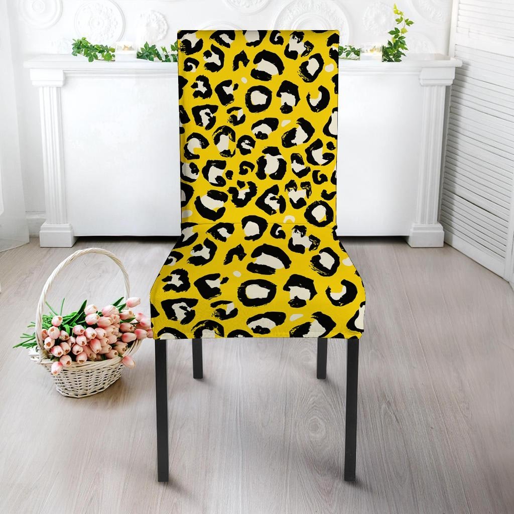 Yellow Leopard Chair Cover-grizzshop