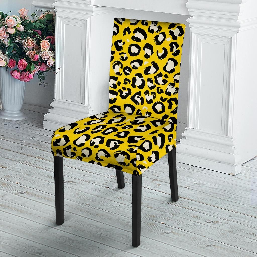 Yellow Leopard Chair Cover-grizzshop