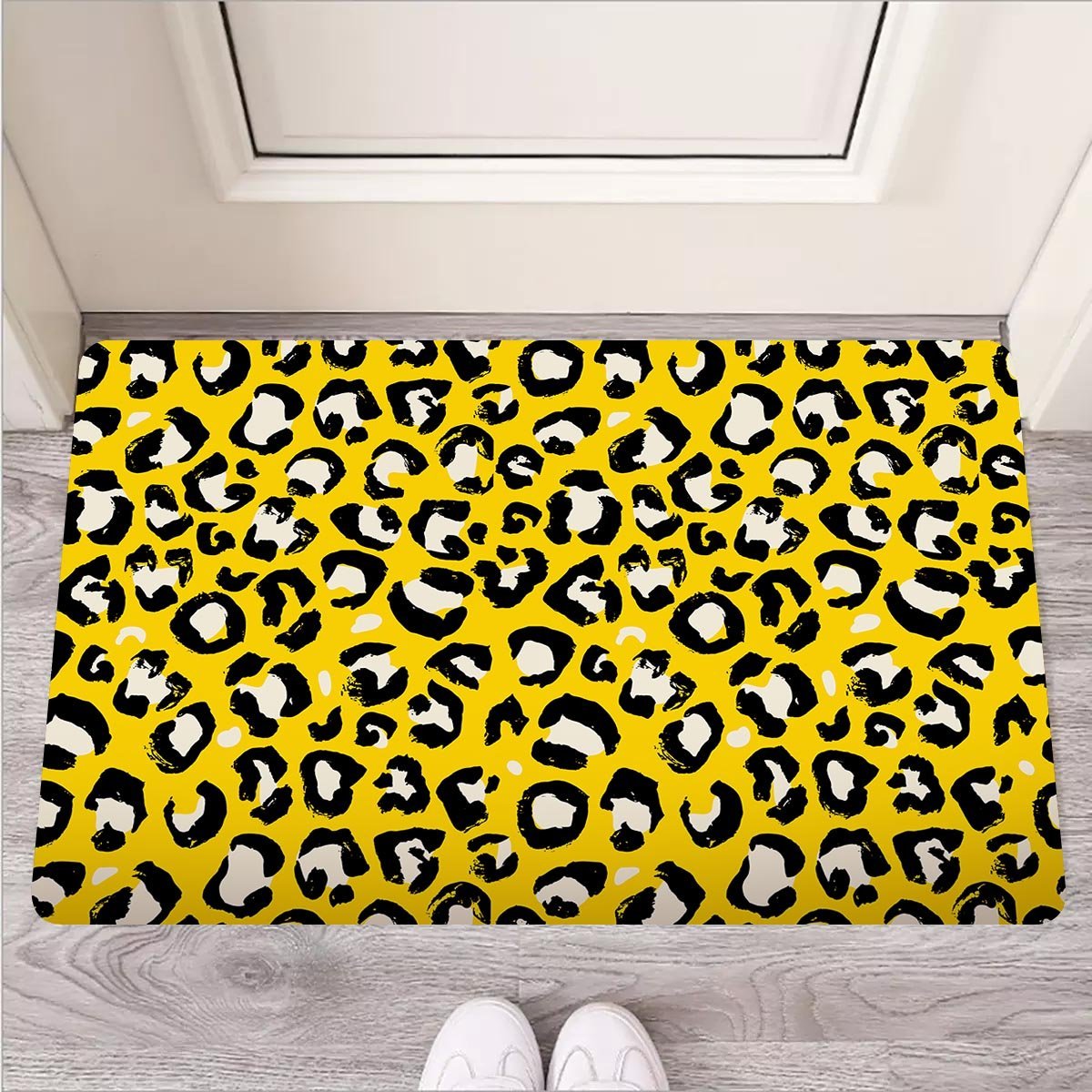 Yellow Leopard Door Mat-grizzshop