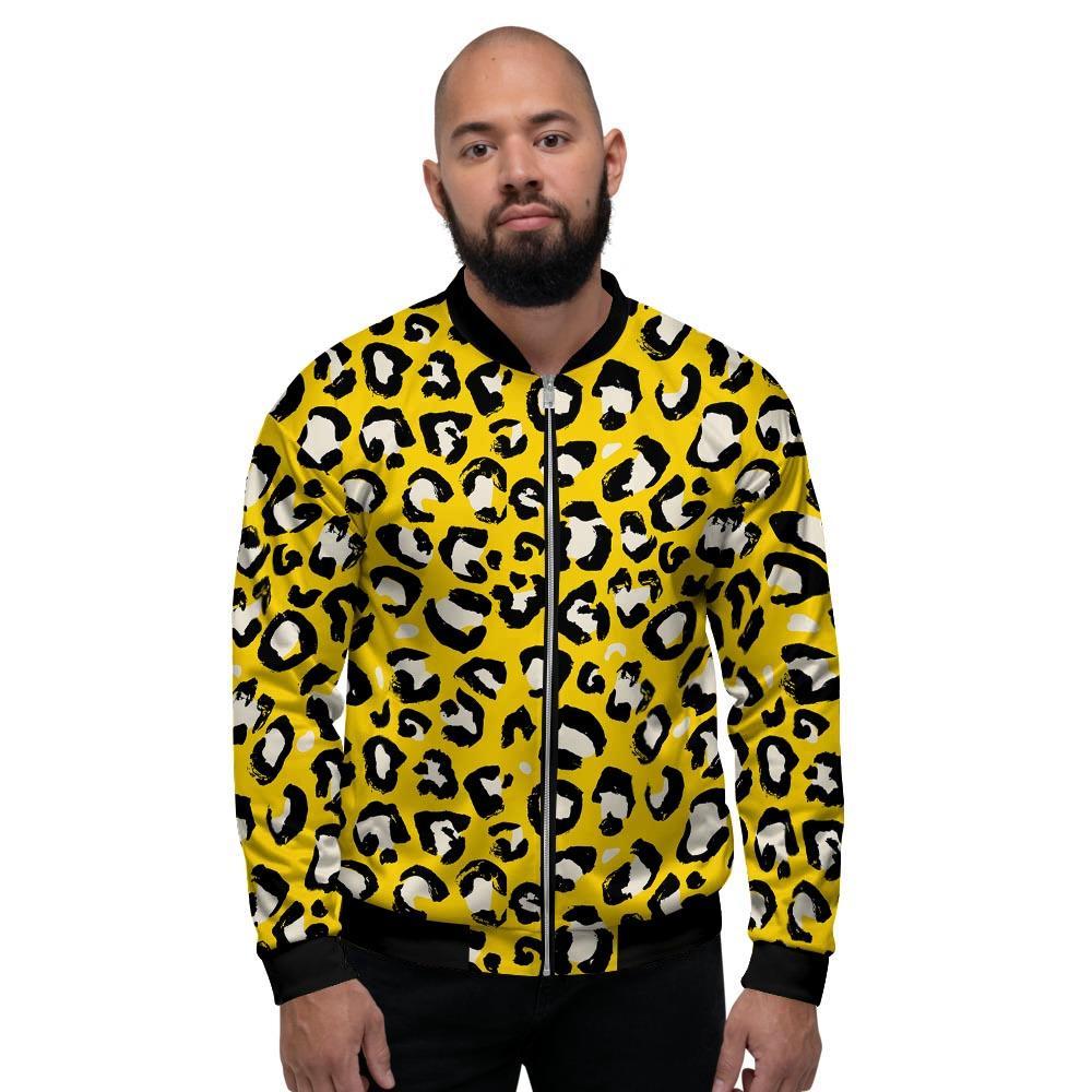 Yellow Leopard Men's Bomber Jacket-grizzshop