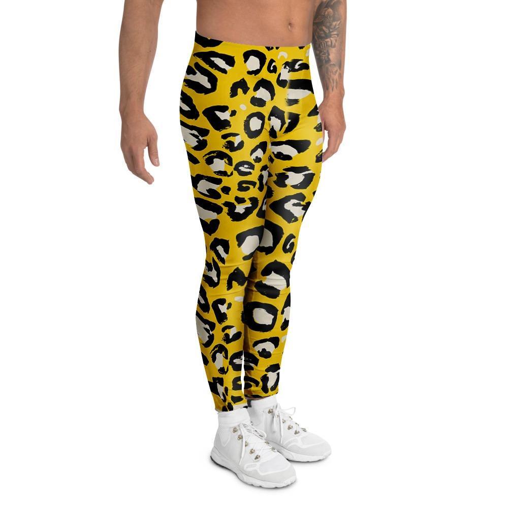 Yellow Leopard Men's Leggings-grizzshop