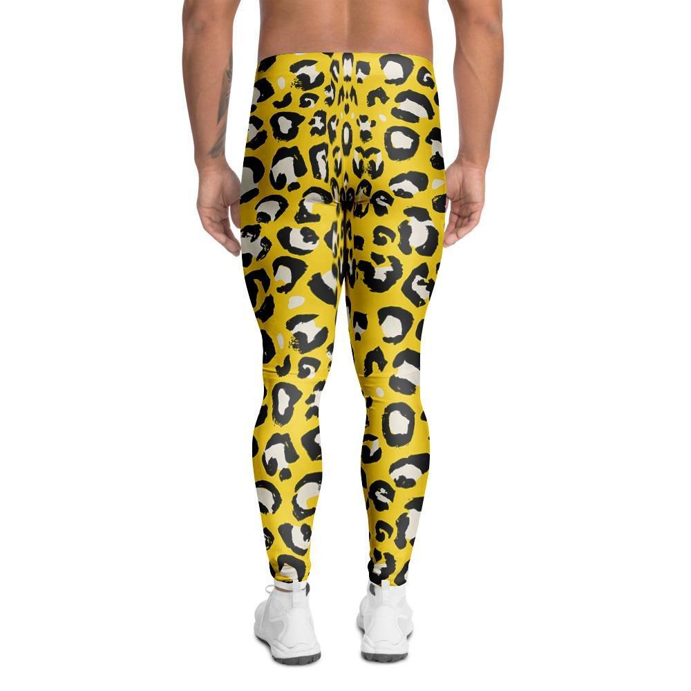 Yellow Leopard Men's Leggings-grizzshop