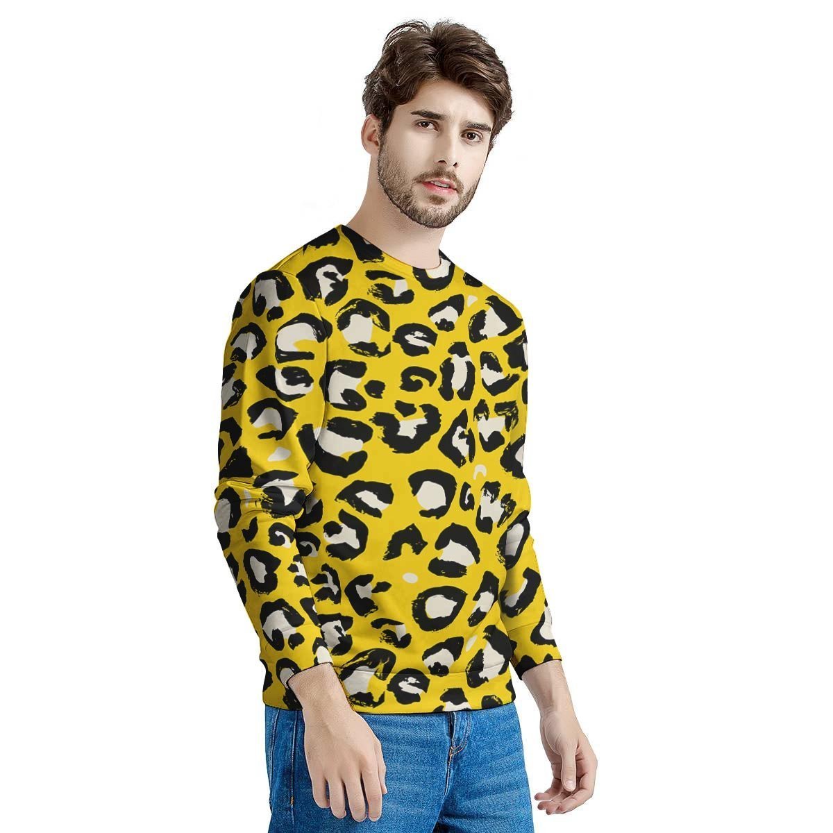 Yellow Leopard Men's Sweatshirt-grizzshop