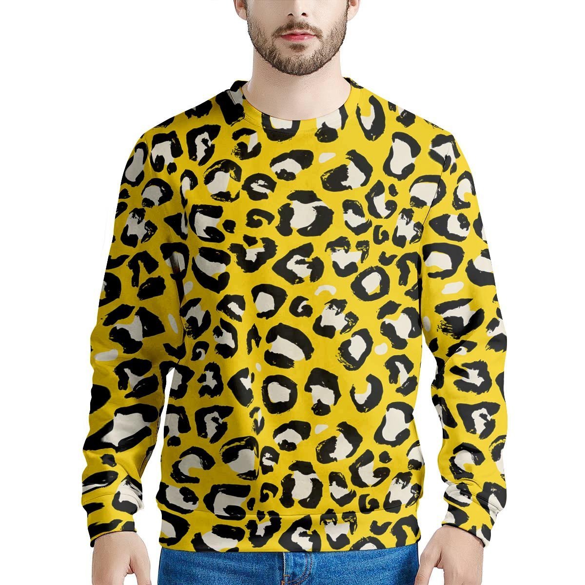 Yellow Leopard Men's Sweatshirt-grizzshop