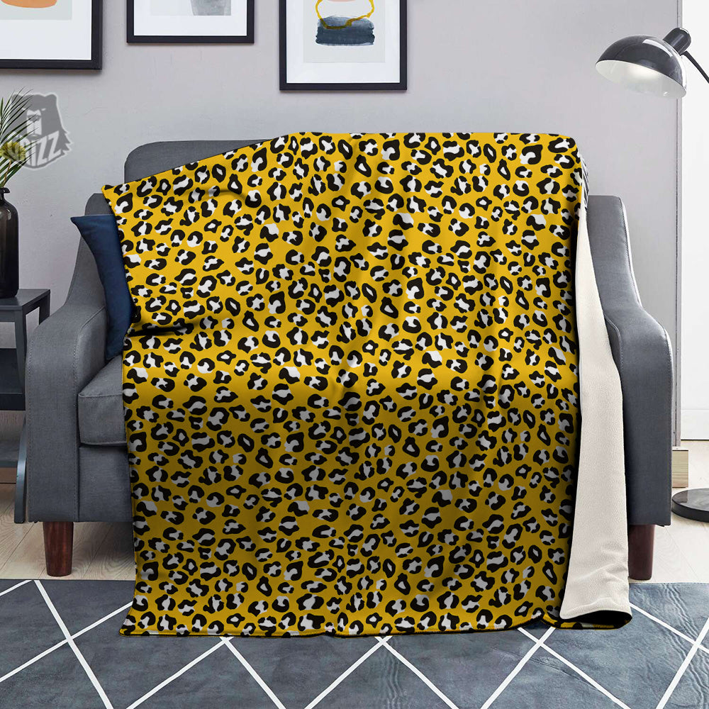 Yellow Leopard Print Pattern Blanket-grizzshop