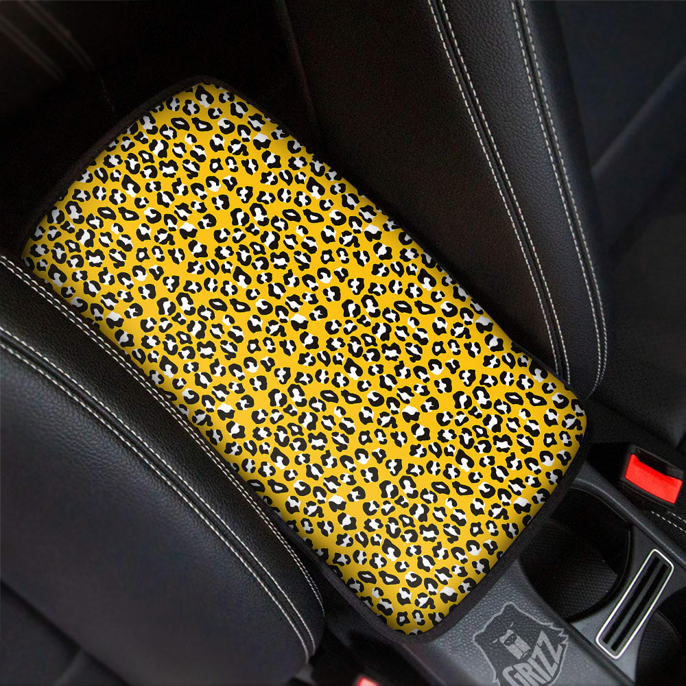 Yellow Leopard Print Pattern Car Center Console Cover-grizzshop