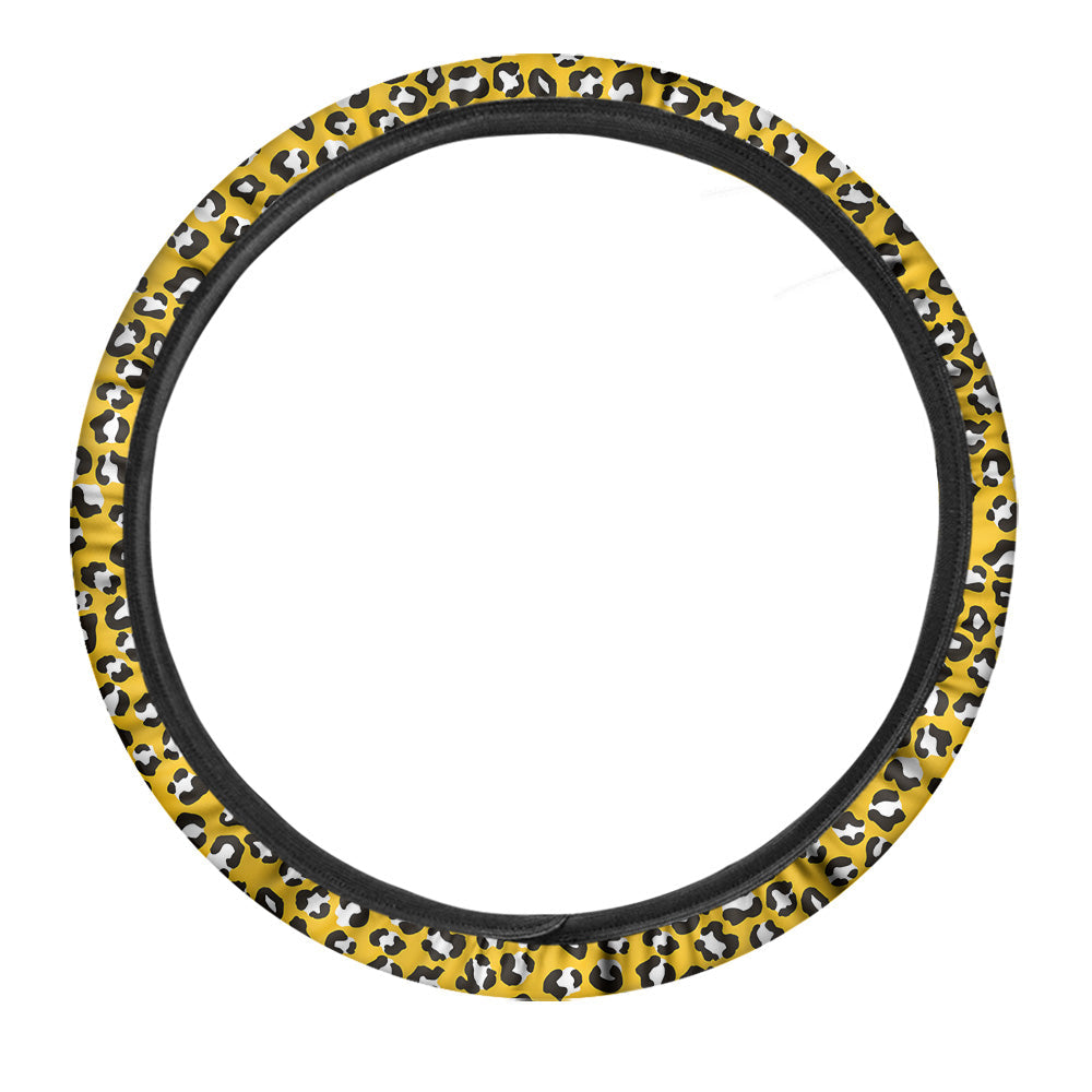 Yellow Leopard Print Pattern Car Steering Wheel Cover-grizzshop