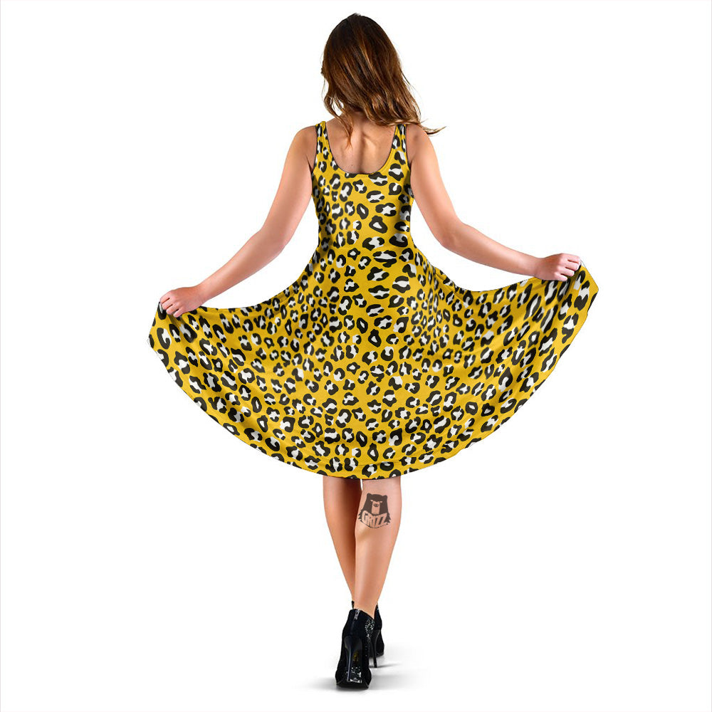 Yellow Leopard Print Pattern Dress-grizzshop