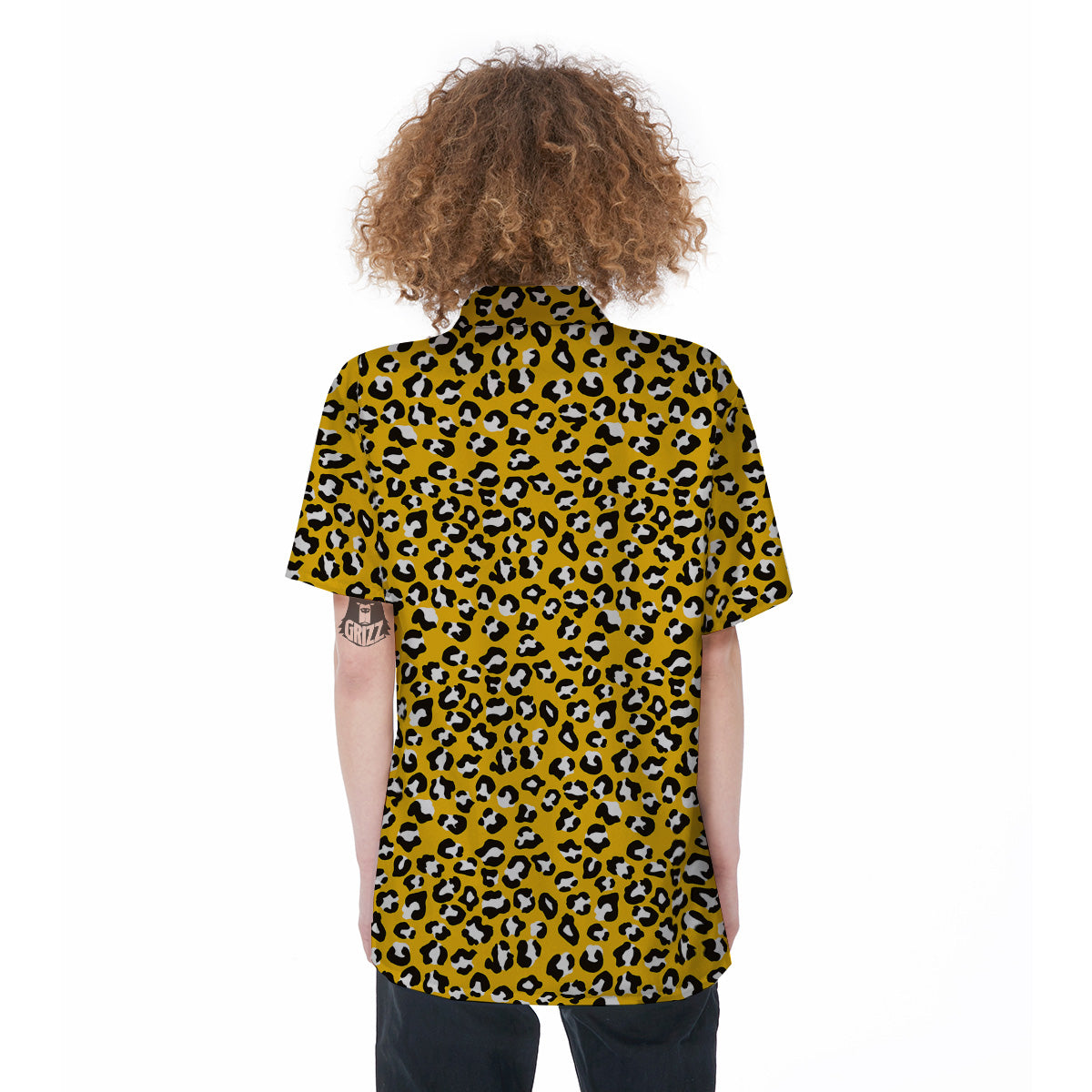 Yellow Leopard Print Pattern Women's Short Sleeve Shirts-grizzshop