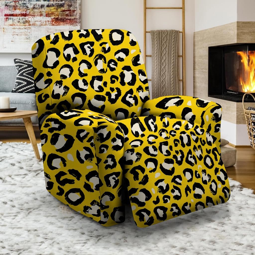 Yellow Leopard Recliner Cover-grizzshop