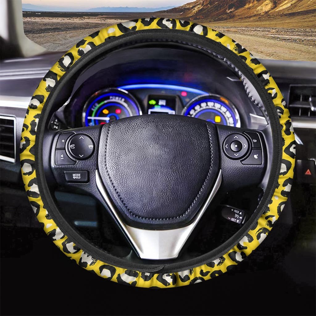 Yellow Leopard Steering Wheel Cover-grizzshop