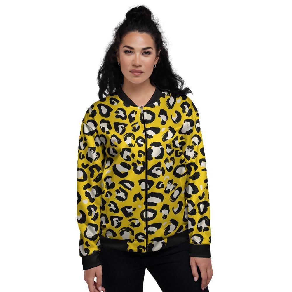 Yellow Leopard Women's Bomber Jacket-grizzshop