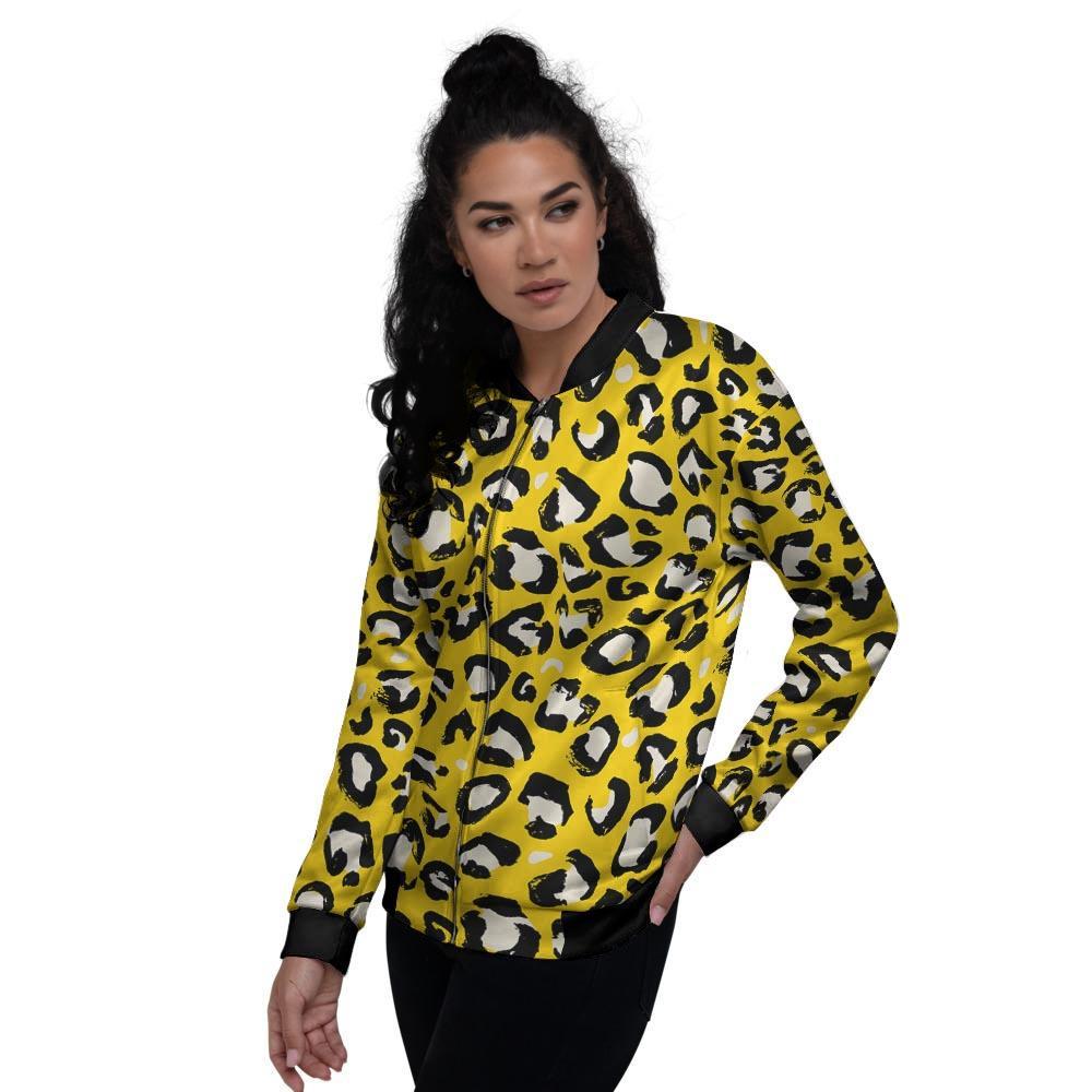 Yellow Leopard Women's Bomber Jacket-grizzshop