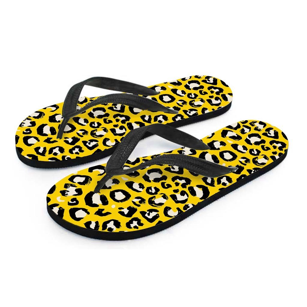 Yellow Leopard Women's Flip Flops-grizzshop