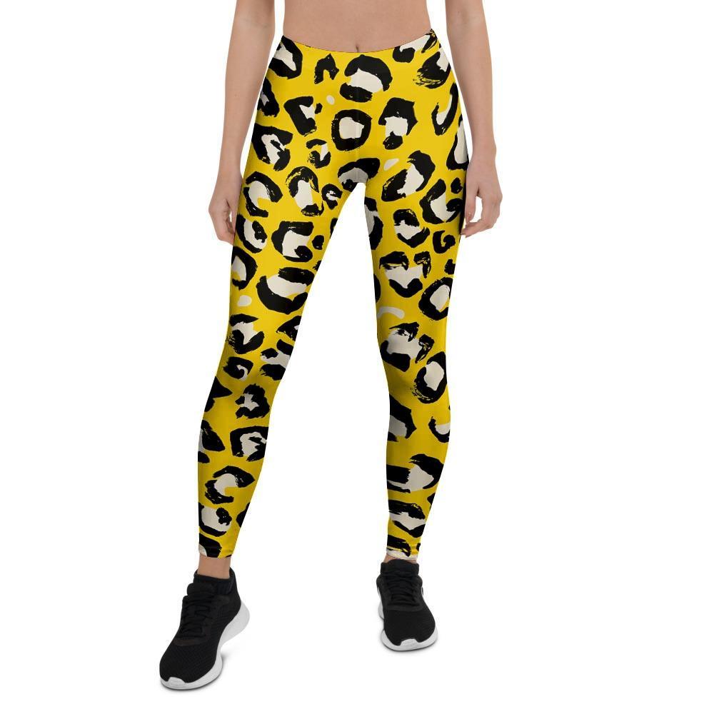 Yellow Leopard Women's Leggings-grizzshop