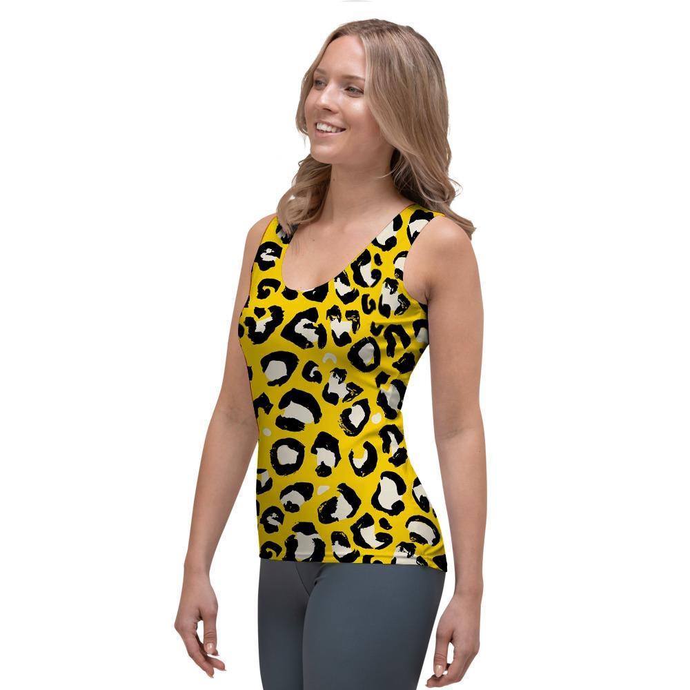 Yellow Leopard Women's Tank Top-grizzshop
