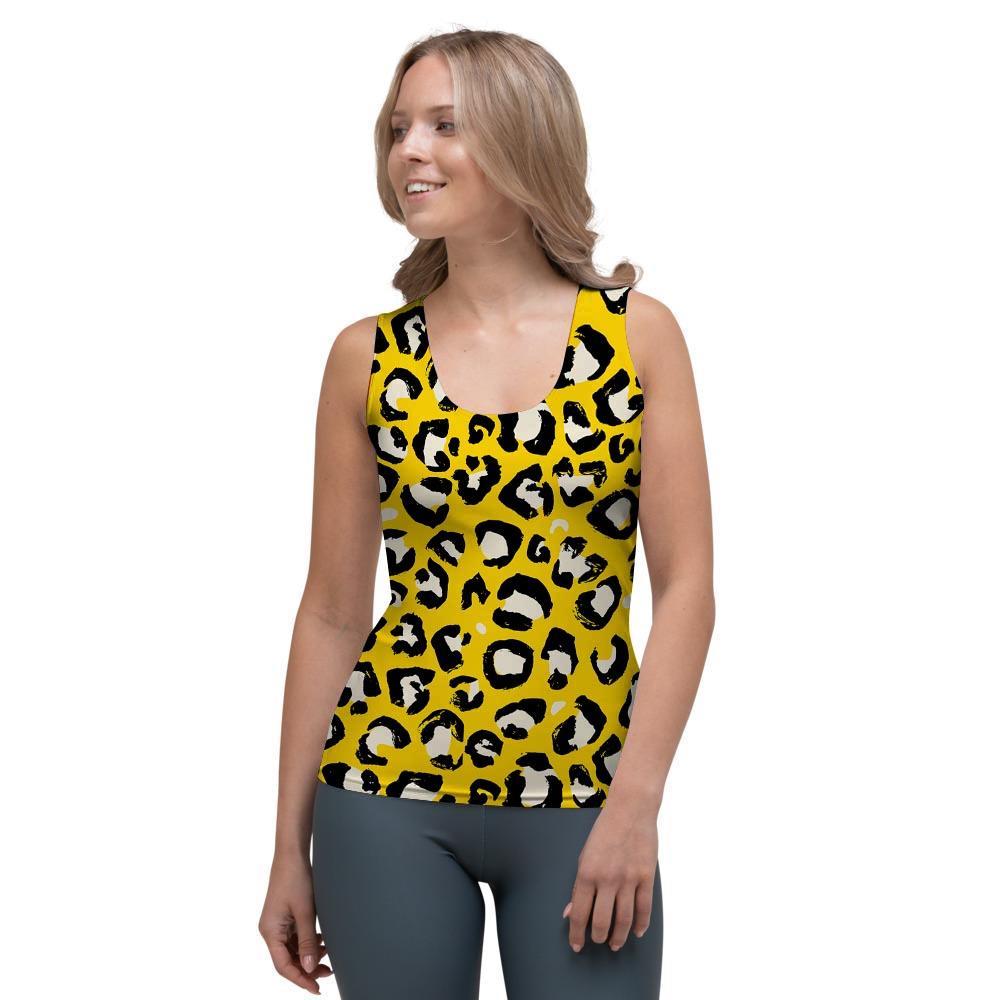 Yellow Leopard Women's Tank Top-grizzshop