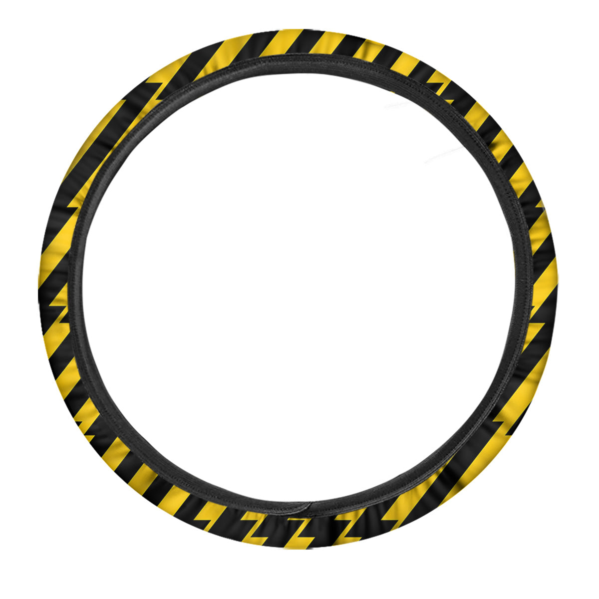 Yellow Lightning Spark Print Pattern Car Steering Wheel Cover-grizzshop