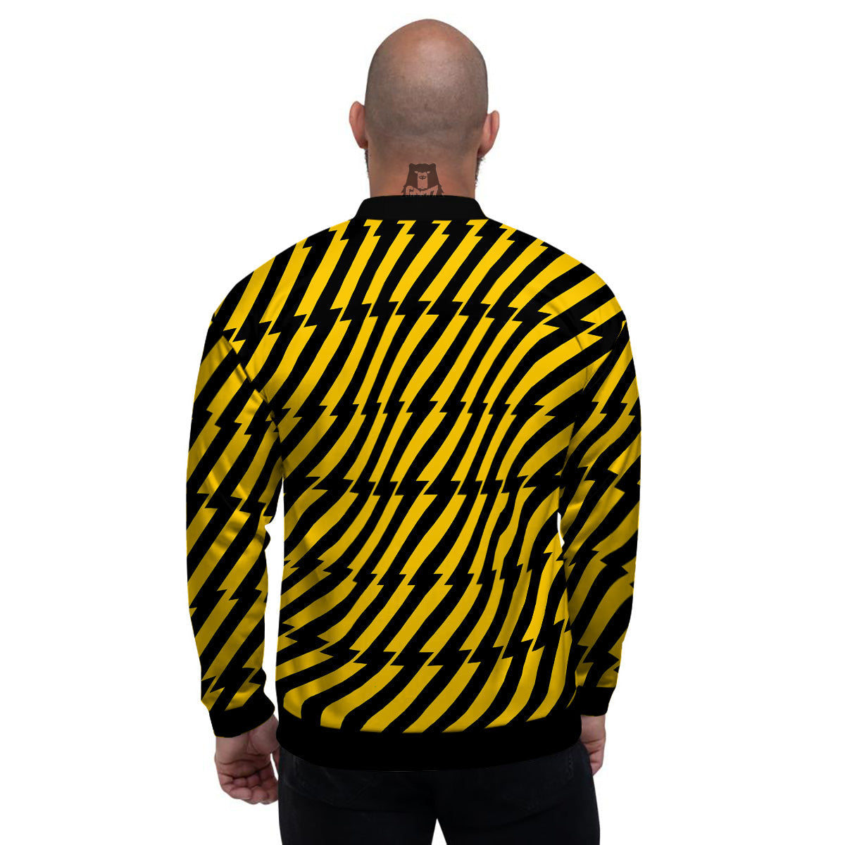 Yellow Lightning Spark Print Pattern Men's Bomber Jacket-grizzshop