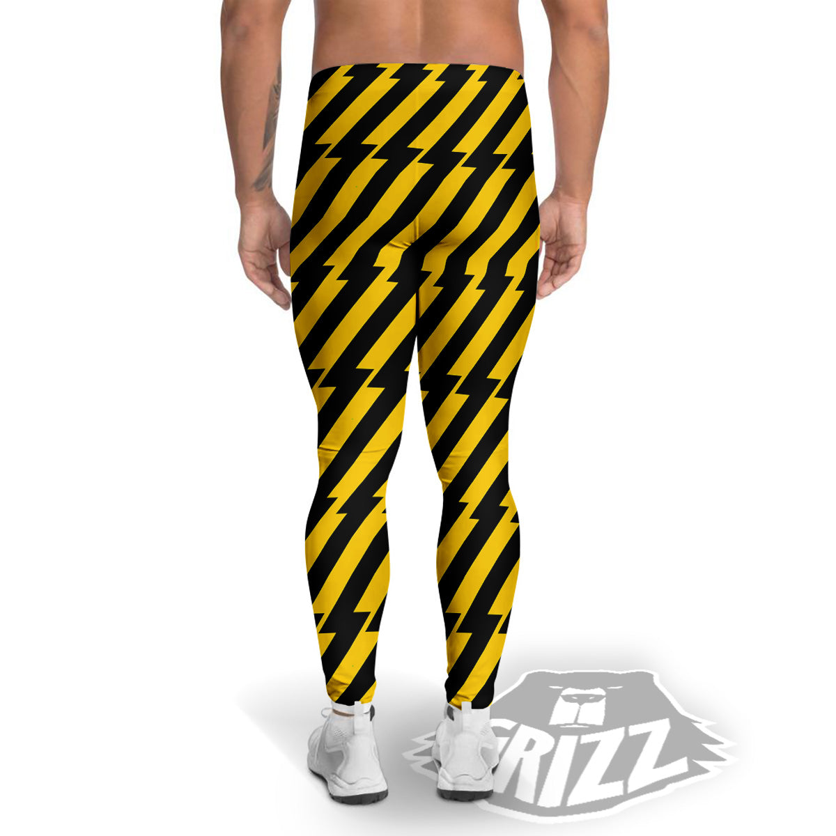 Yellow Lightning Spark Print Pattern Men's Leggings-grizzshop