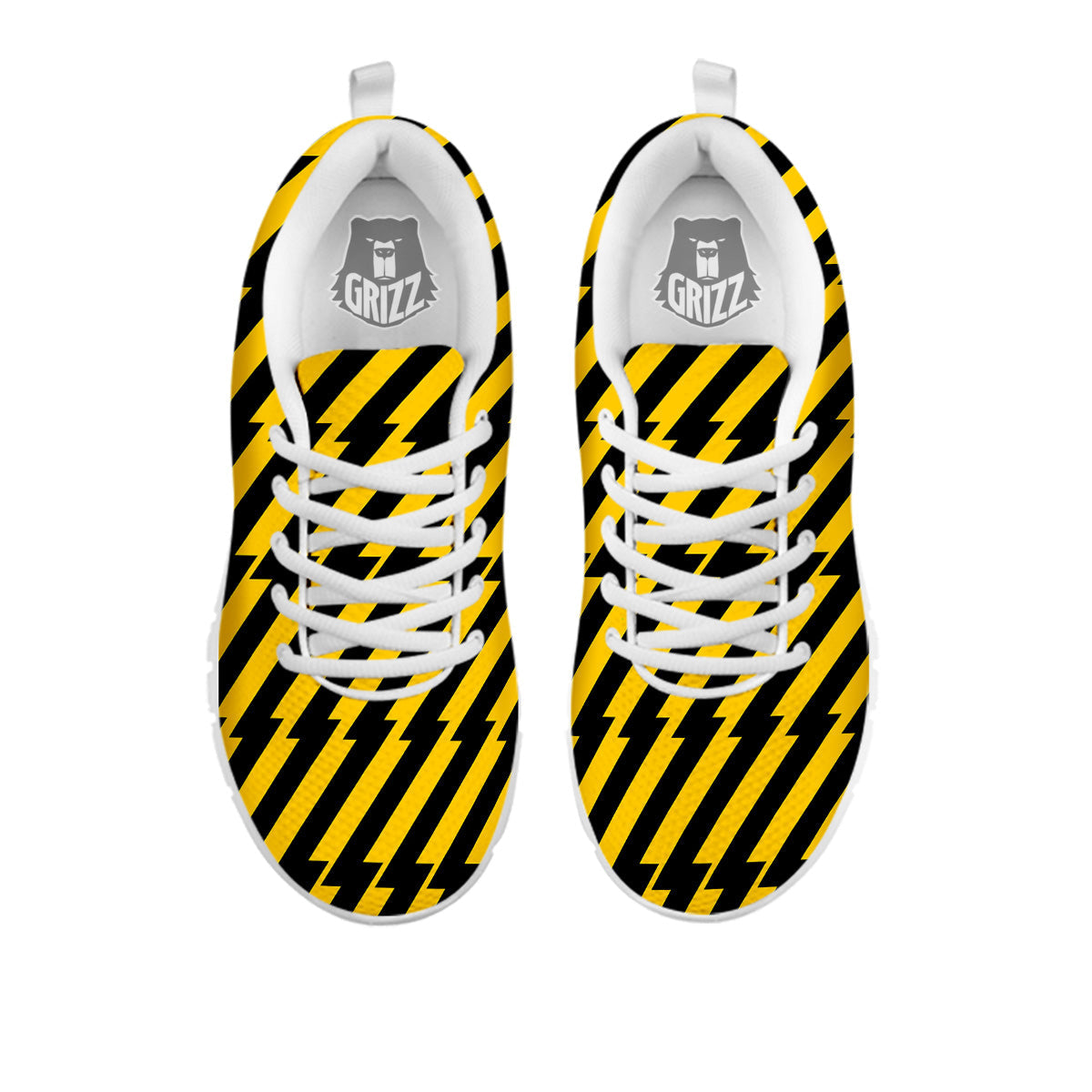 Yellow Lightning Spark Print Pattern White Sneaker-grizzshop