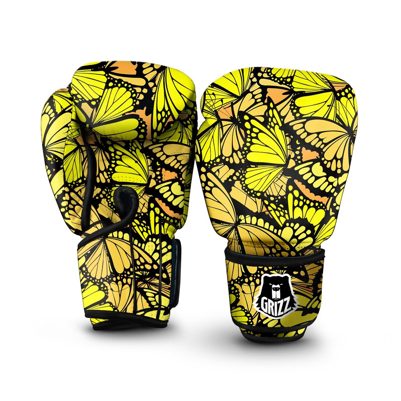 Yellow Monarch Butterfly Boxing Gloves-grizzshop