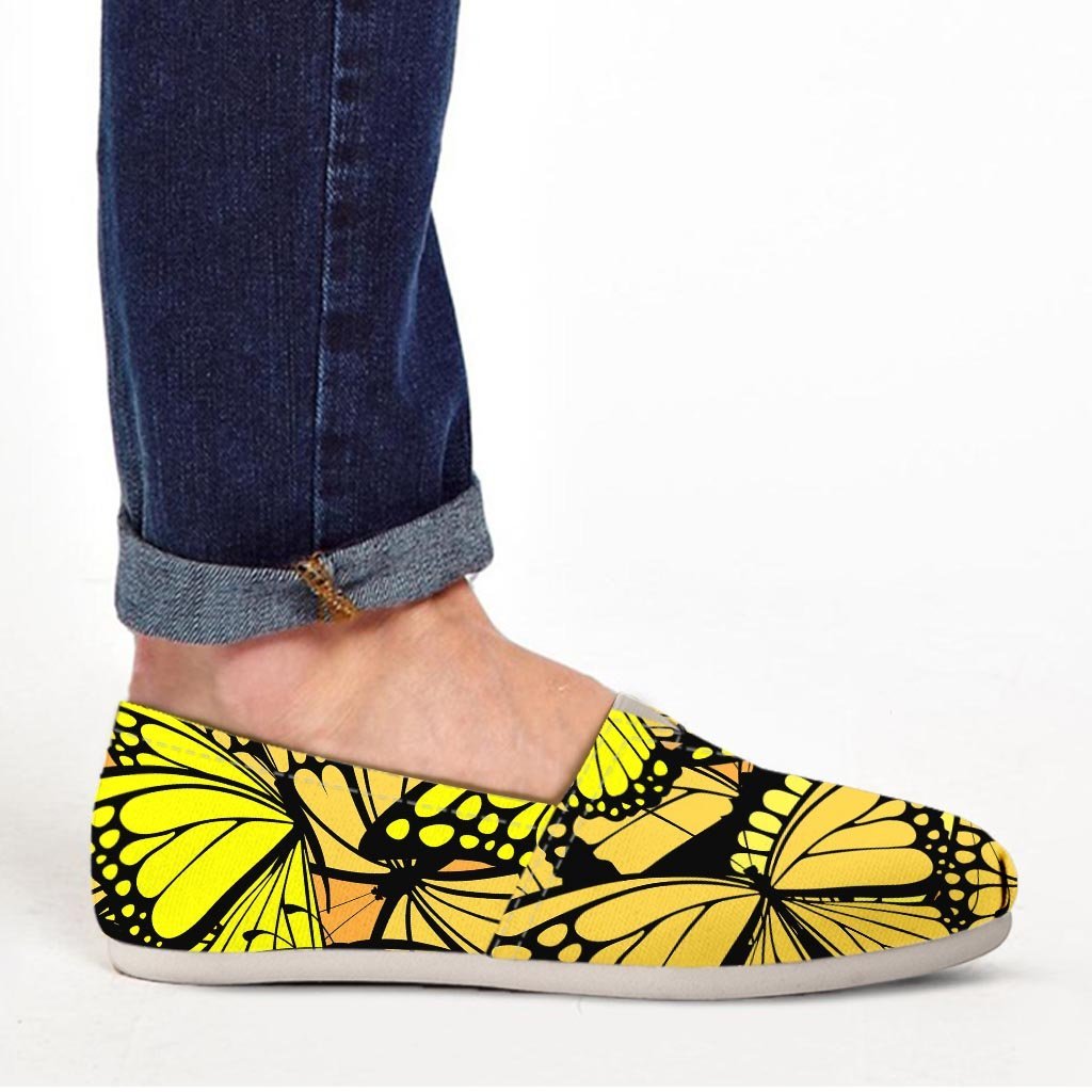 Yellow Monarch Butterfly Canvas Shoes-grizzshop