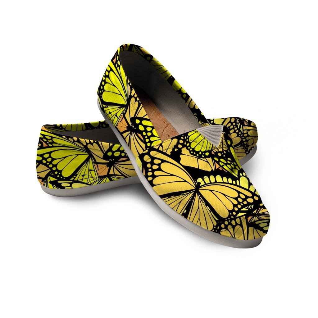 Yellow Monarch Butterfly Canvas Shoes-grizzshop