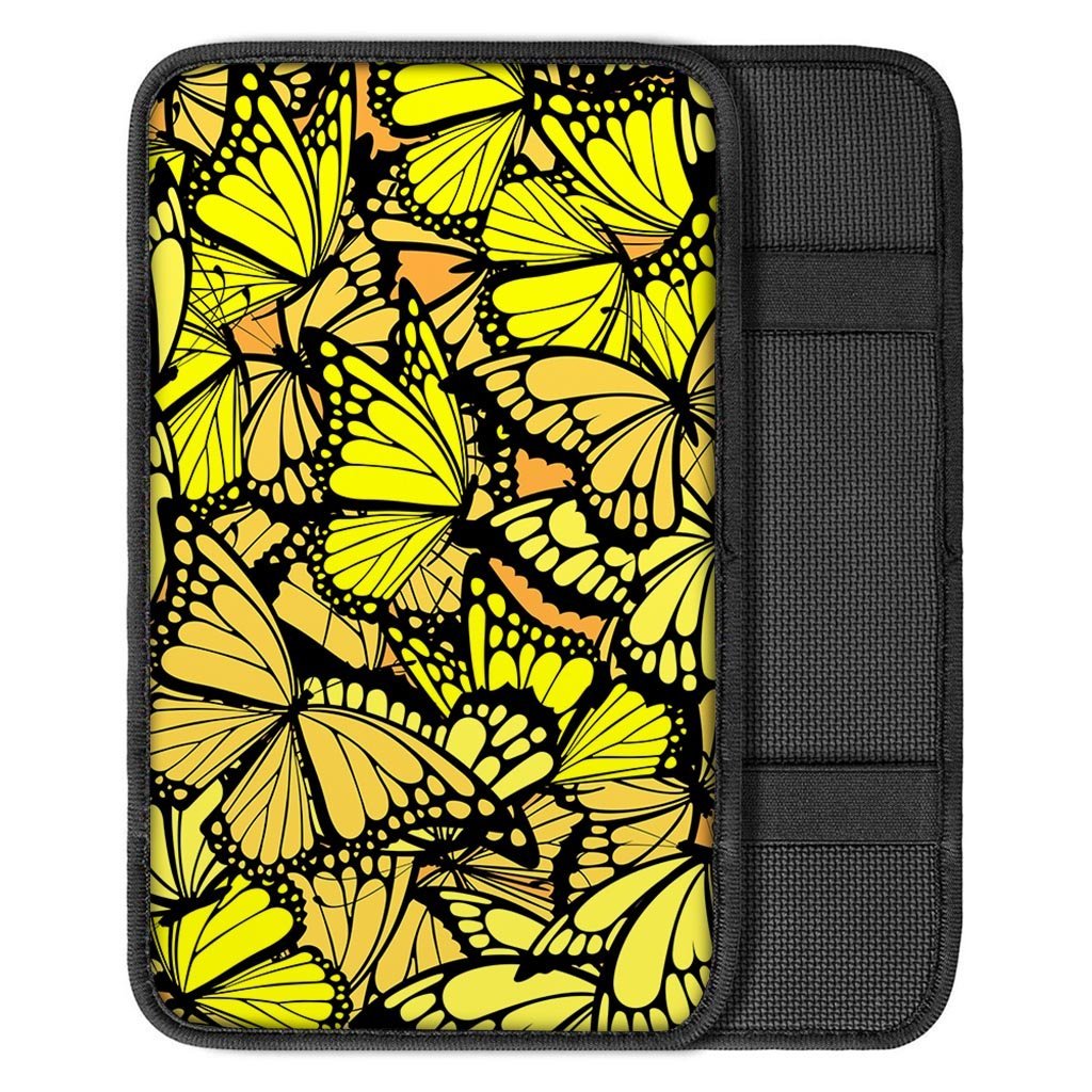 Yellow Monarch Butterfly Car Console Cover-grizzshop