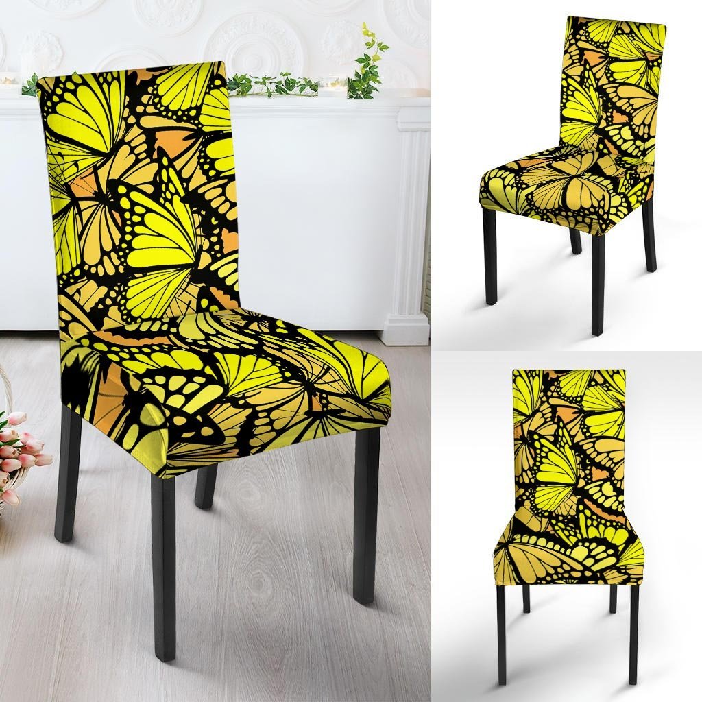 Yellow Monarch Butterfly Chair Cover-grizzshop