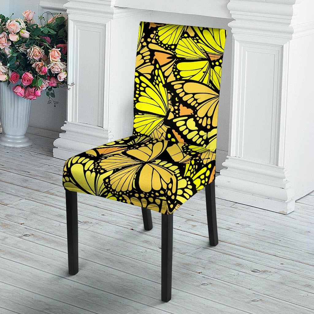 Yellow Monarch Butterfly Chair Cover-grizzshop