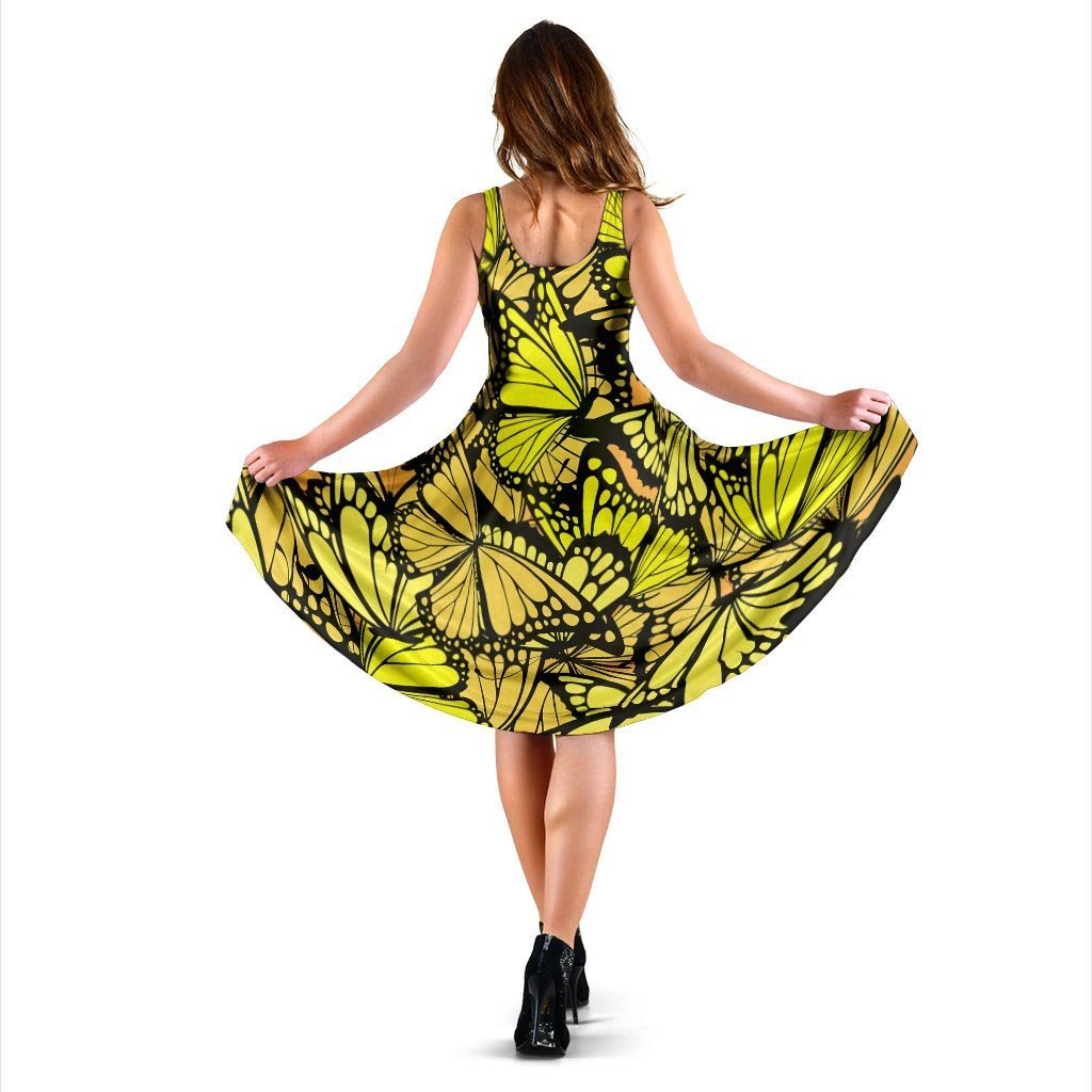 Yellow Monarch Butterfly Dress-grizzshop