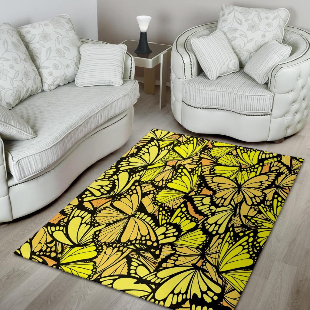 Yellow Monarch Butterfly Floor Mat-grizzshop