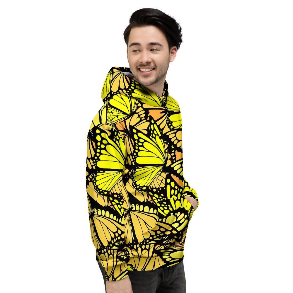 Yellow Monarch Butterfly Men's Hoodie-grizzshop