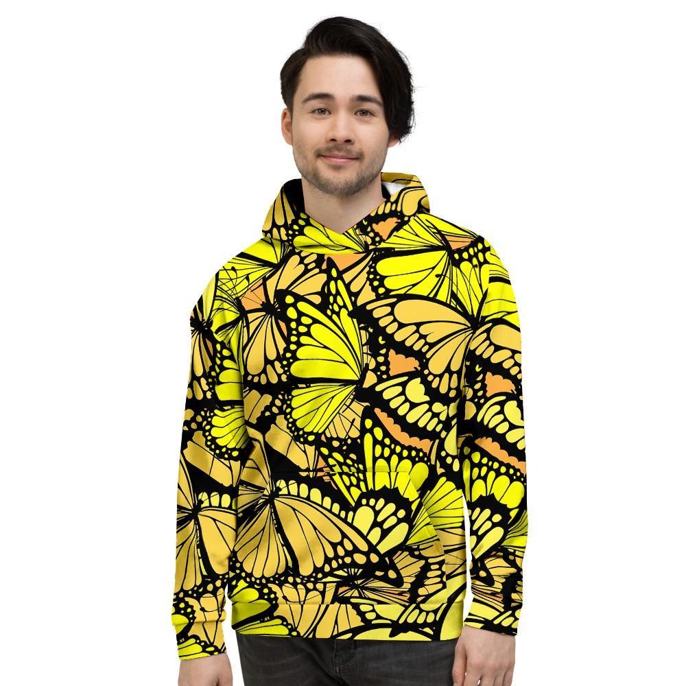 Yellow Monarch Butterfly Men's Hoodie-grizzshop