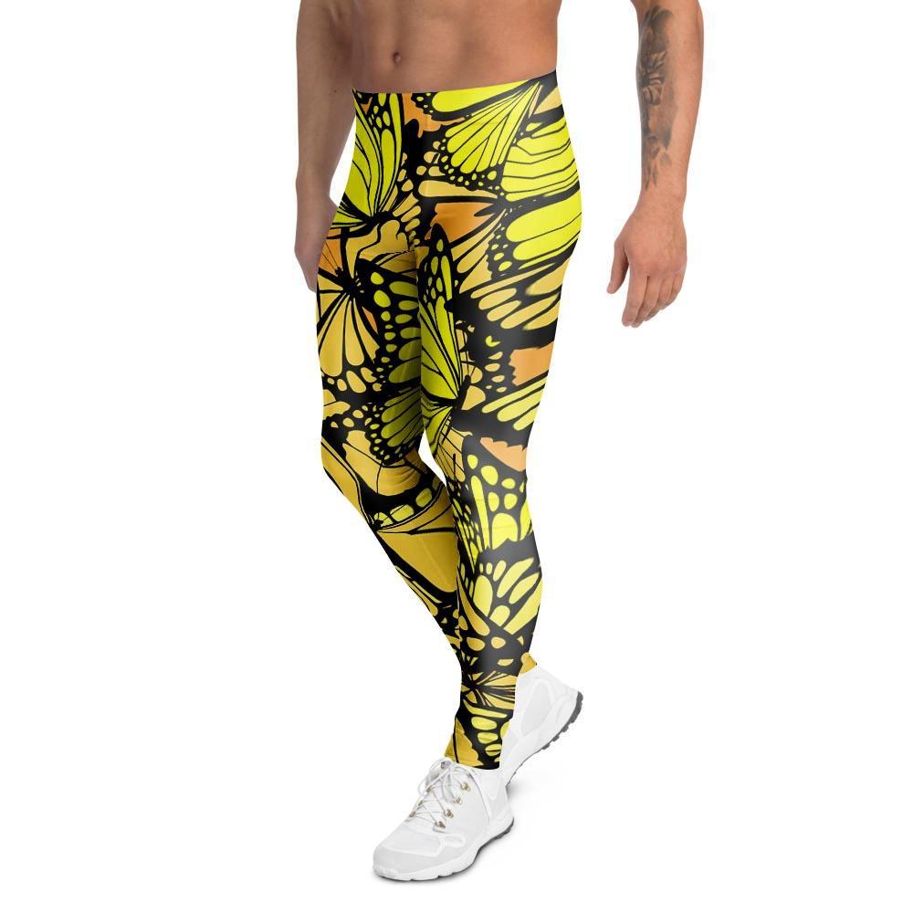 Yellow Monarch Butterfly Men's Leggings-grizzshop