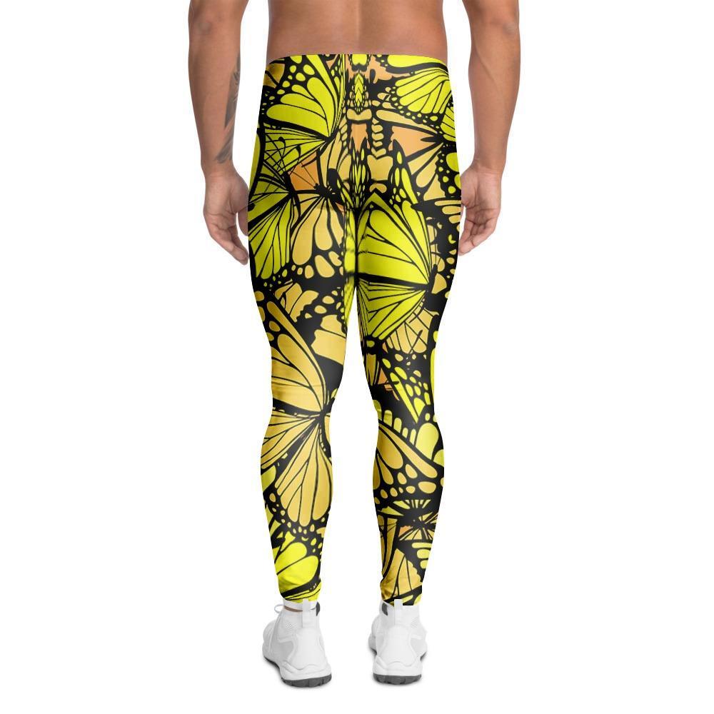 Yellow Monarch Butterfly Men's Leggings-grizzshop