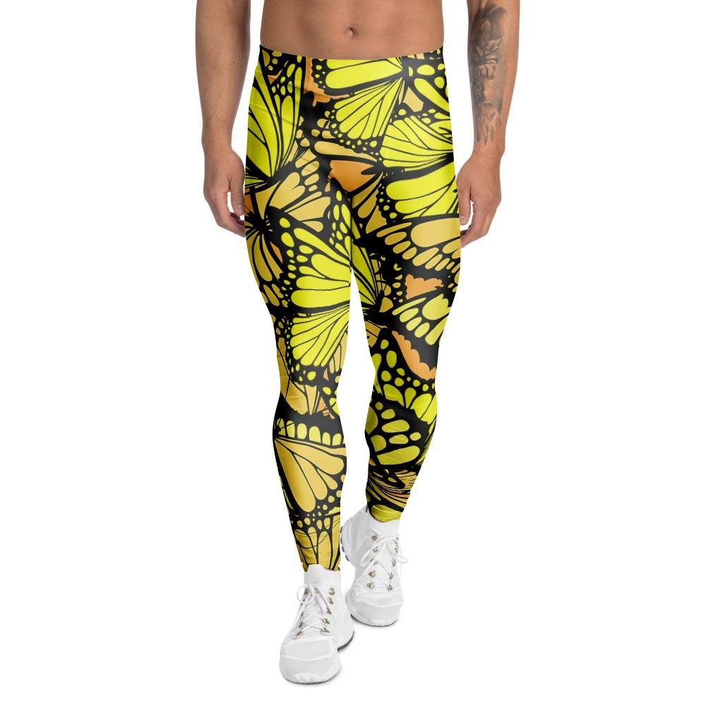 Yellow Monarch Butterfly Men's Leggings-grizzshop